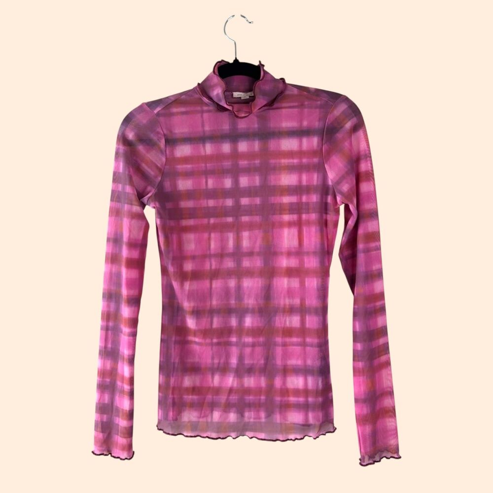 Anthropologie Pilcro Mesh Plaid Top